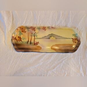 2/30$ Vintage Germany Yellow Scenic Porcelain Serving Platter